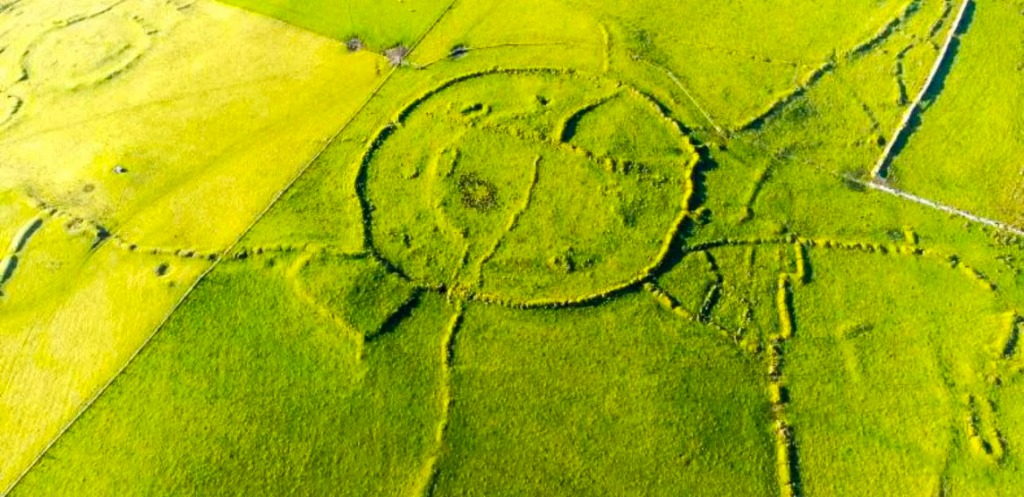Aerial view of Rathcroghan earthworks