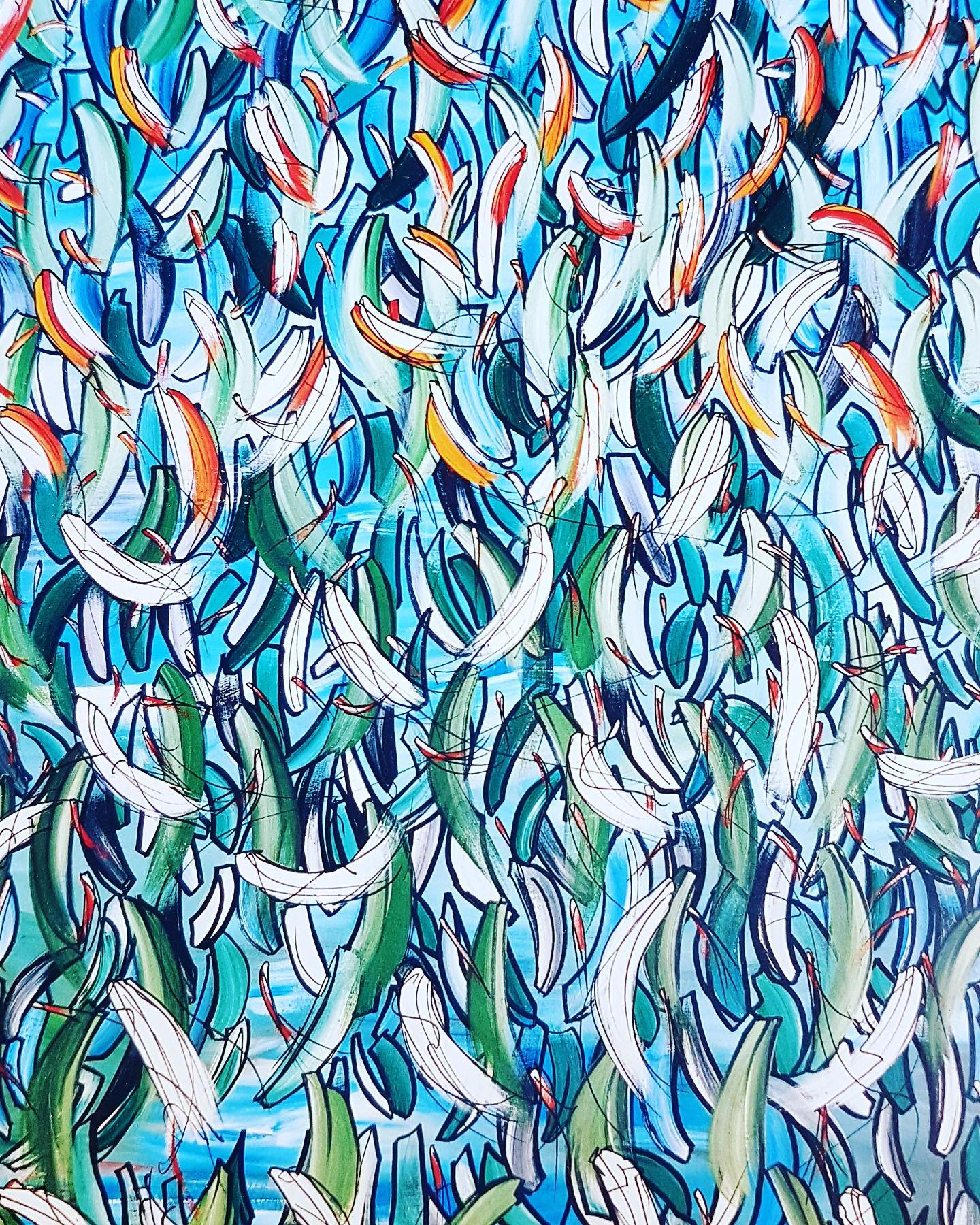 CORAL SPAWNING — Painting by Peter J Cosgrave