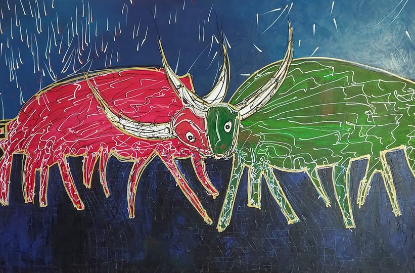 DONN CUAILNGE (The Bull of Cooley) — Painting by Peter J Cosgrave